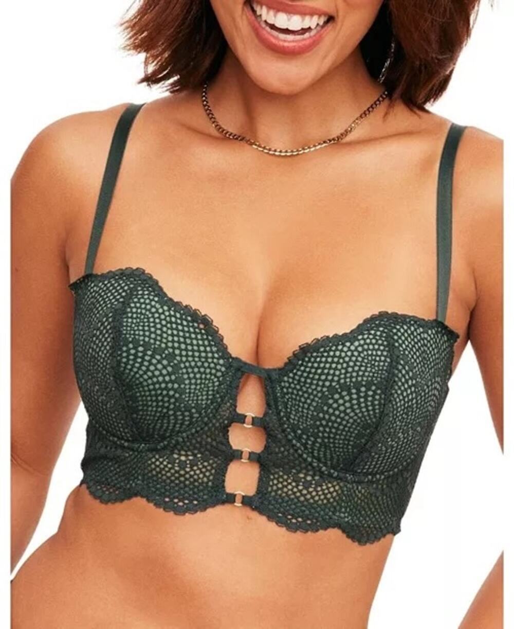 NEW Adore Me Women's Margaritte Push Up Balconette Bra Green lace 34A